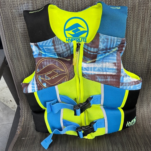 Hyperlite Kids Swim Vest - Neon Yellow and Blue - Picture 1 of 8